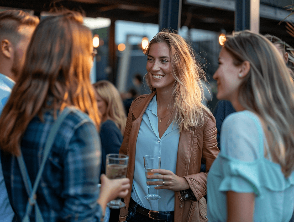 Jonge professionals op een community-event.